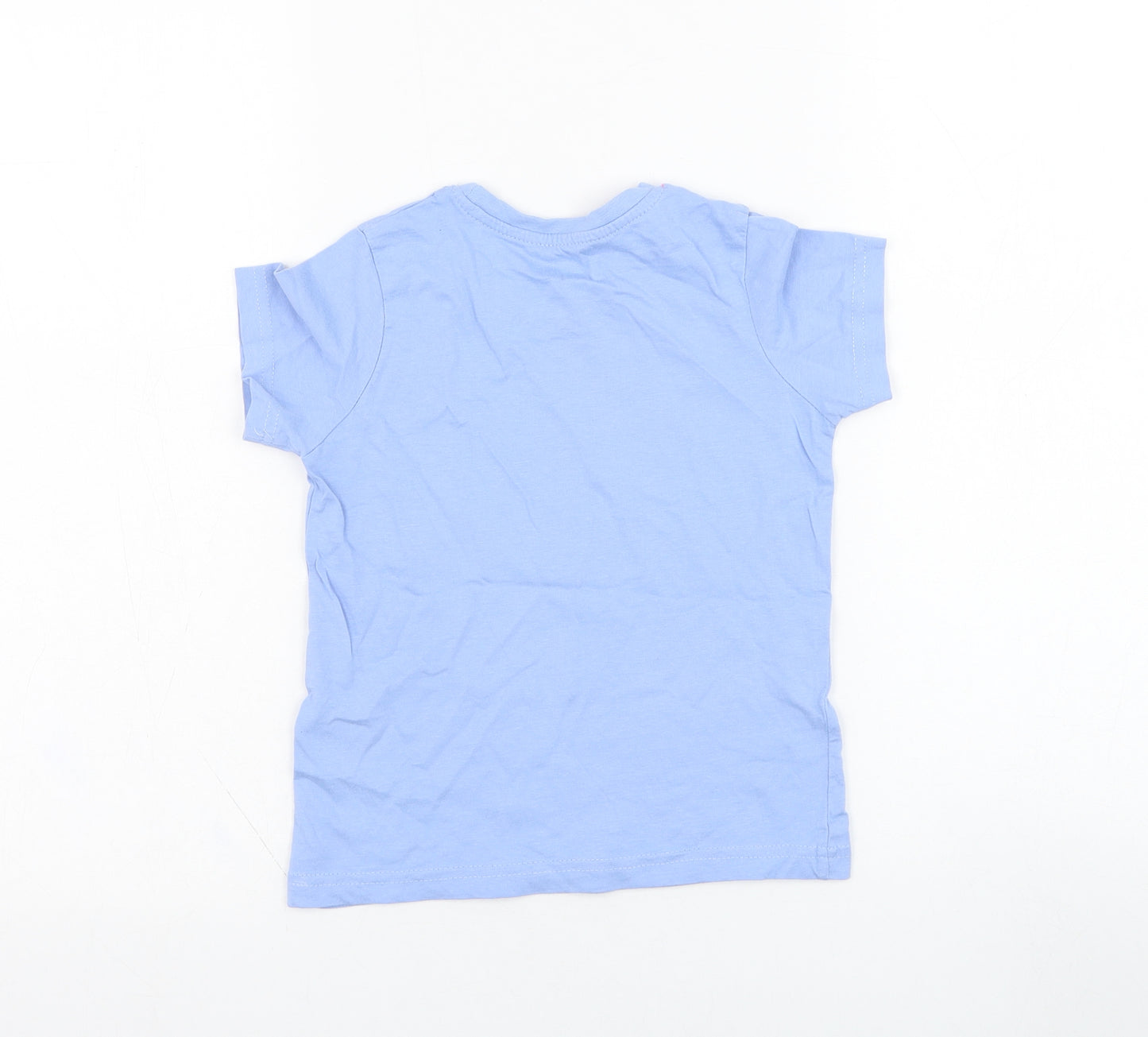 Primark Girls Blue  Cotton Basic T-Shirt Size 5-6 Years Round Neck Pullover - Slogan, Sun
