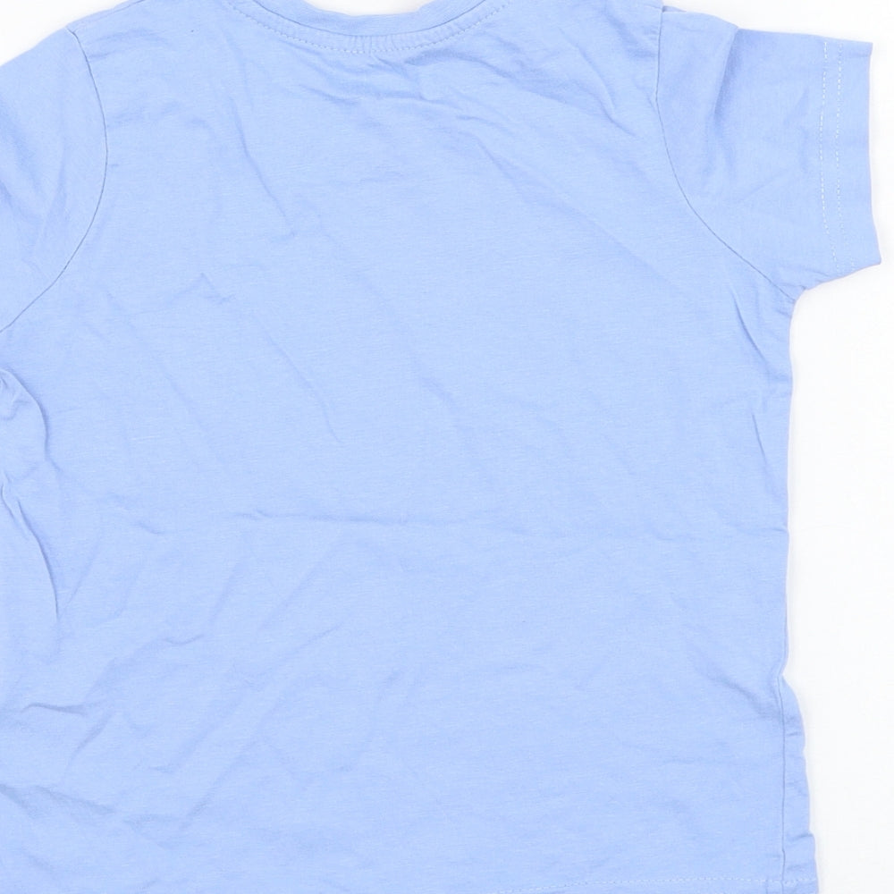 Primark Girls Blue  Cotton Basic T-Shirt Size 5-6 Years Round Neck Pullover - Slogan, Sun