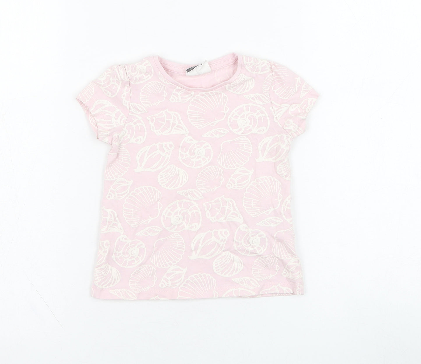 So Cute Girls Pink  Cotton Basic T-Shirt Size 24 Months Round Neck Pullover - Sea Shell