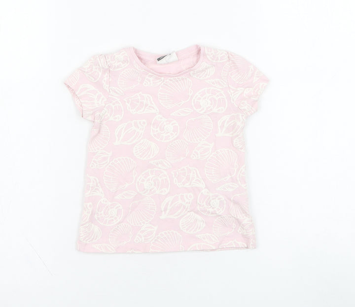 So Cute Girls Pink Cotton Basic T-Shirt Size 24 Months Round Neck Pullover - Sea Shell