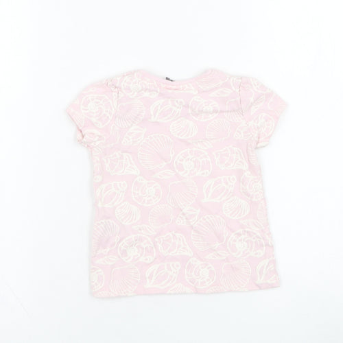 So Cute Girls Pink  Cotton Basic T-Shirt Size 24 Months Round Neck Pullover - Sea Shell