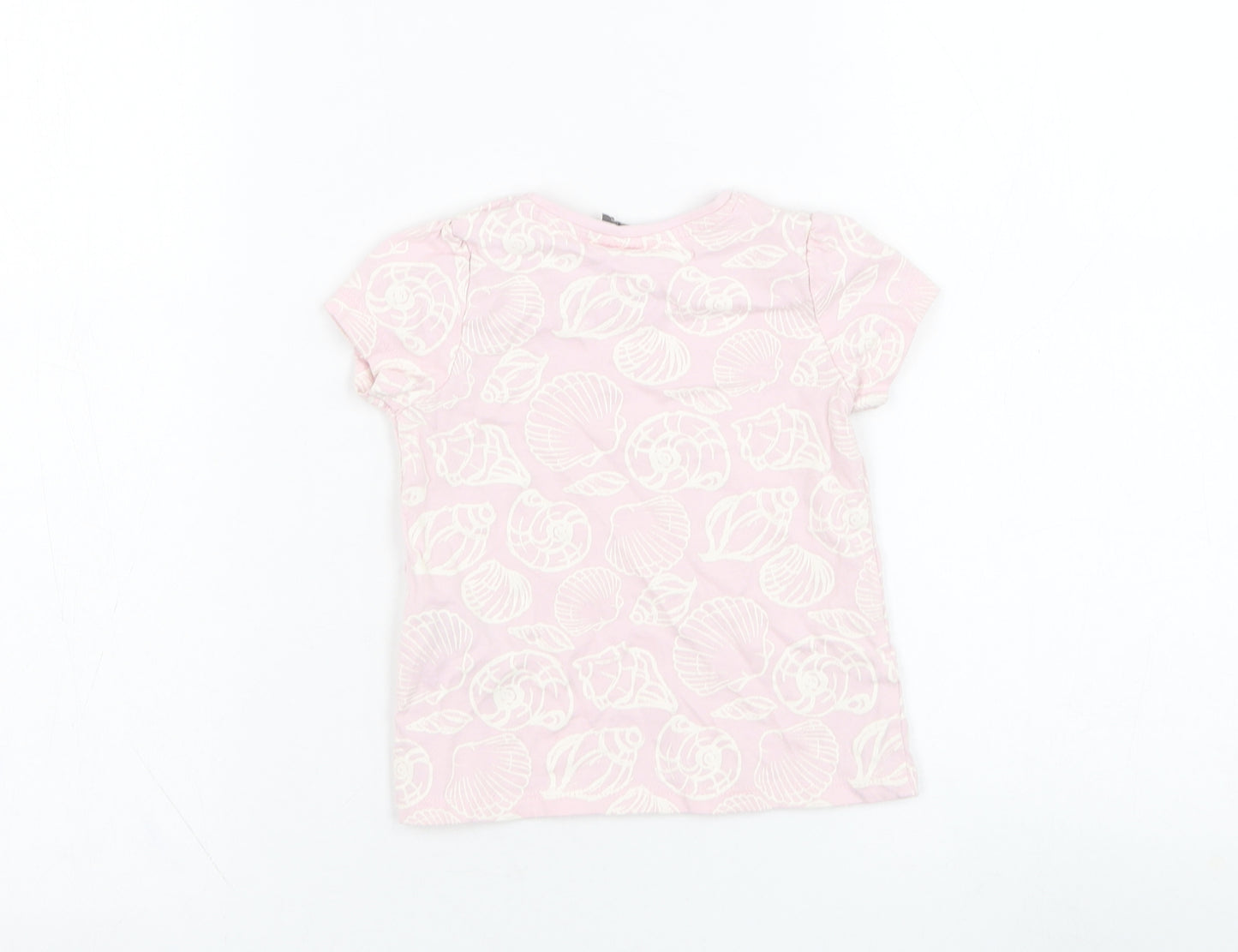 So Cute Girls Pink  Cotton Basic T-Shirt Size 24 Months Round Neck Pullover - Sea Shell