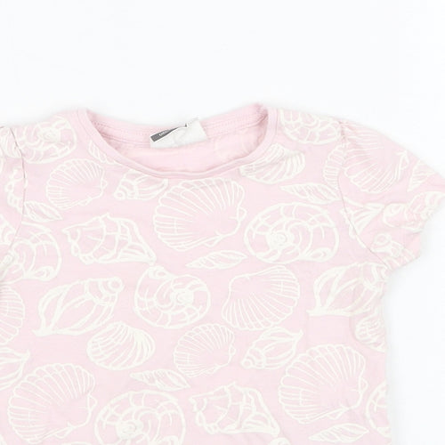 So Cute Girls Pink  Cotton Basic T-Shirt Size 24 Months Round Neck Pullover - Sea Shell