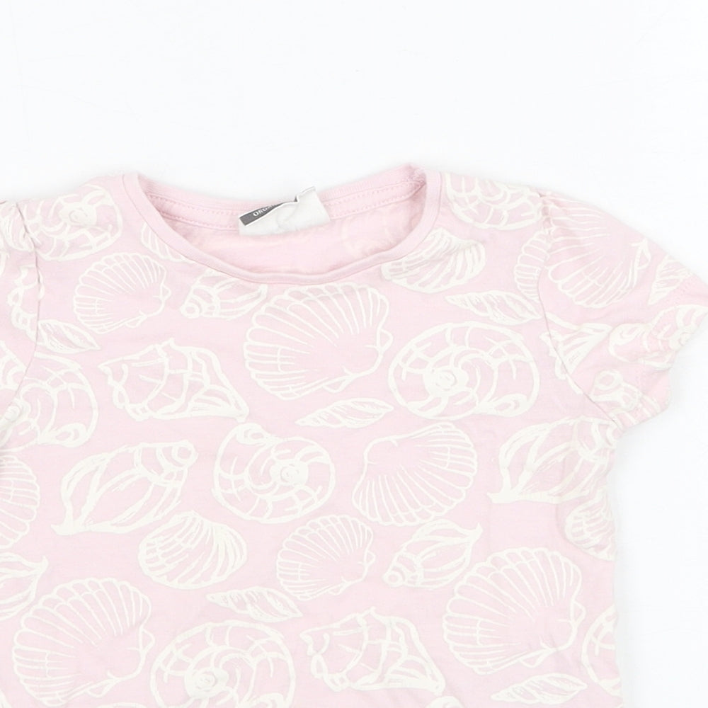 So Cute Girls Pink  Cotton Basic T-Shirt Size 24 Months Round Neck Pullover - Sea Shell