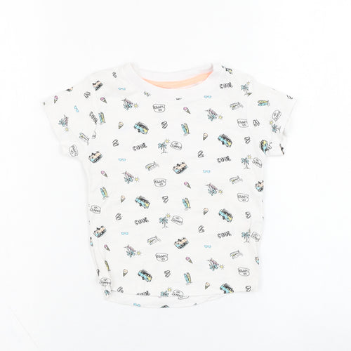 Matalan Boys White  Cotton Basic T-Shirt Size 12-18 Months Round Neck Pullover - Summer