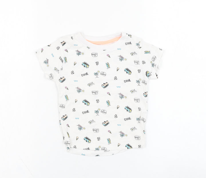Matalan Boys White  Cotton Basic T-Shirt Size 12-18 Months Round Neck Pullover - Summer
