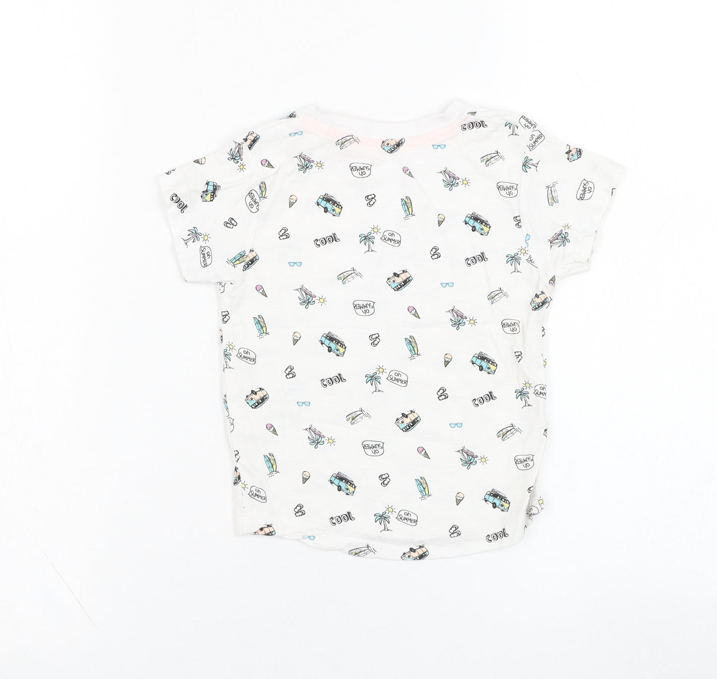 Matalan Boys White  Cotton Basic T-Shirt Size 12-18 Months Round Neck Pullover - Summer