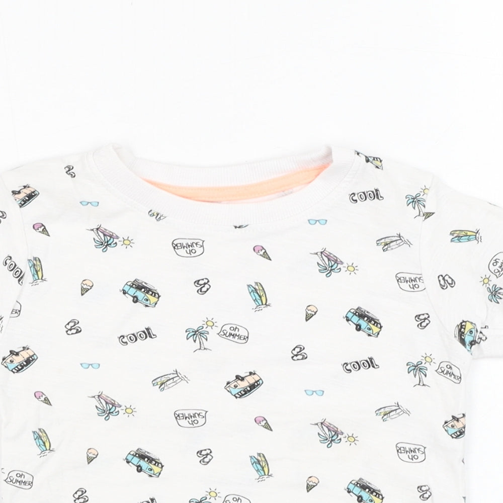 Matalan Boys White  Cotton Basic T-Shirt Size 12-18 Months Round Neck Pullover - Summer