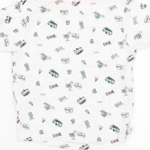 Matalan Boys White  Cotton Basic T-Shirt Size 12-18 Months Round Neck Pullover - Summer