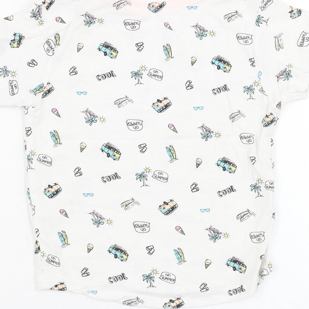 Matalan Boys White  Cotton Basic T-Shirt Size 12-18 Months Round Neck Pullover - Summer