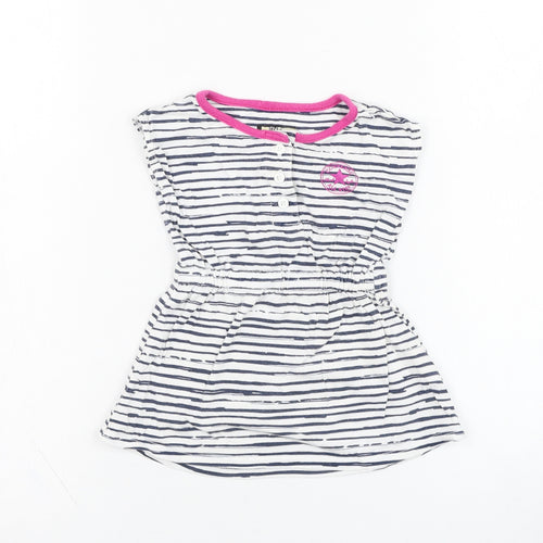 Converse Girls White Striped Cotton A-Line  Size 18 Months  Round Neck Pullover