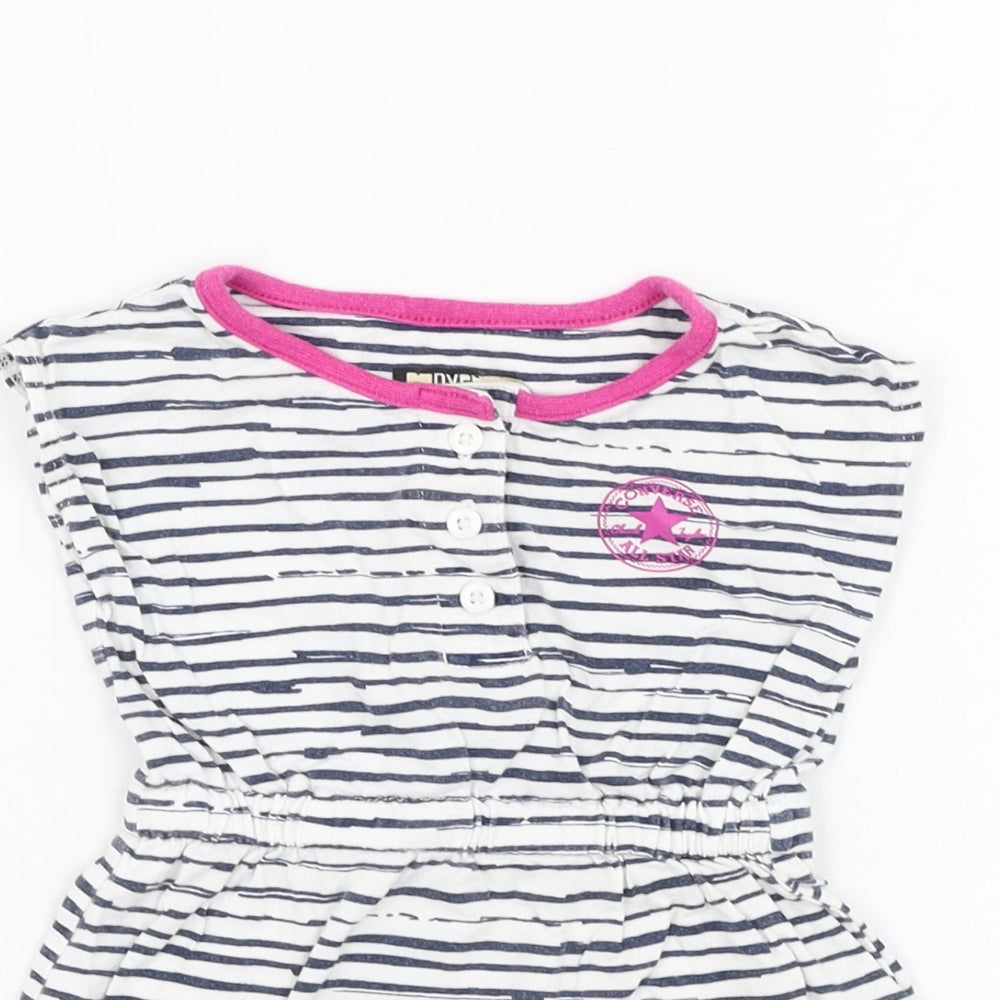 Converse Girls White Striped Cotton A-Line  Size 18 Months  Round Neck Pullover