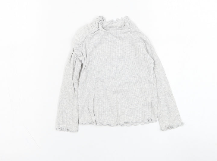 Very Girls Grey  Cotton Basic T-Shirt Size 18-24 Months Round Neck Pullover - Lettuce hem