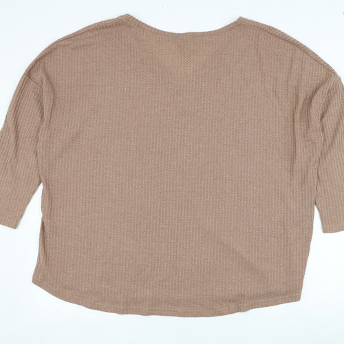 SheIn Womens Brown Round Neck  Polyester Pullover Jumper Size 4XL