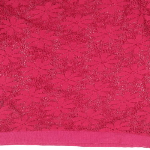 George Womens Pink Crew Neck Floral Polyester Pullover Jumper Size 14