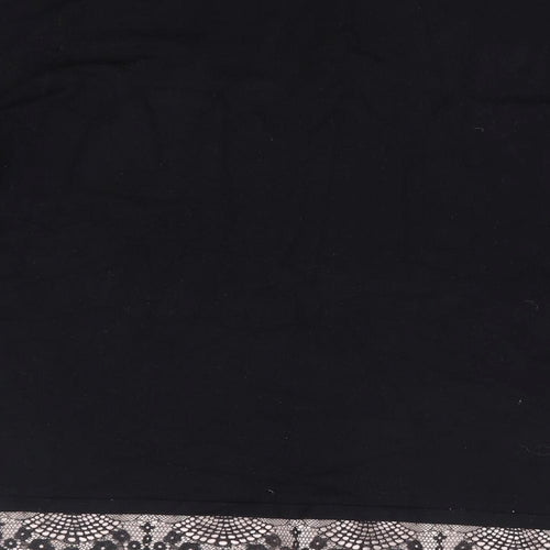 Florence + Fred Womens Black Boat Neck  Polyester Pullover Jumper Size L   - Lace Trim