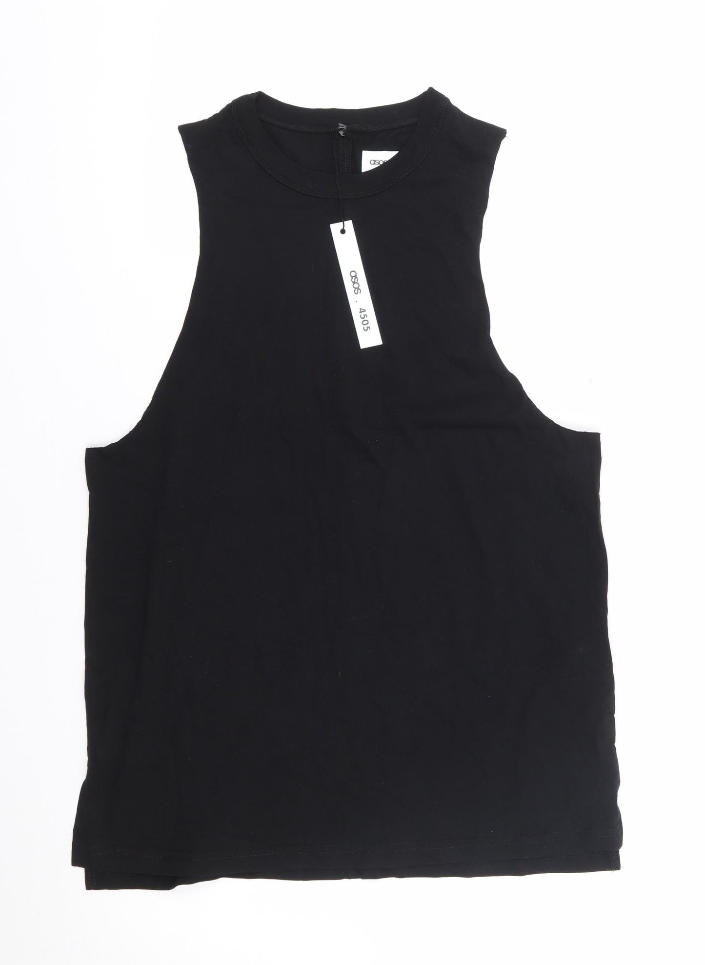 ASOS 4505 Womens Black  Cotton Camisole Tank Size 10 Crew Neck