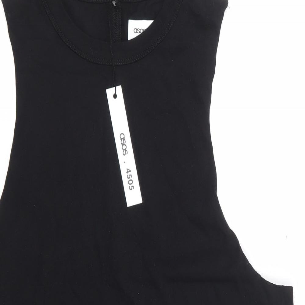 ASOS 4505 Womens Black  Cotton Camisole Tank Size 10 Crew Neck
