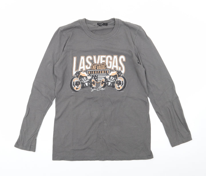 Nasty Gal Womens Grey Polyester Jersey T-Shirt Size S Crew Neck - Biker, Las Vegas