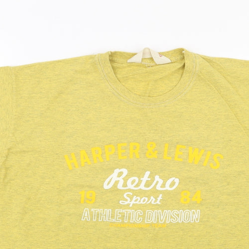 Harper & Lewis Mens Yellow  Cotton  T-Shirt Size M Crew Neck