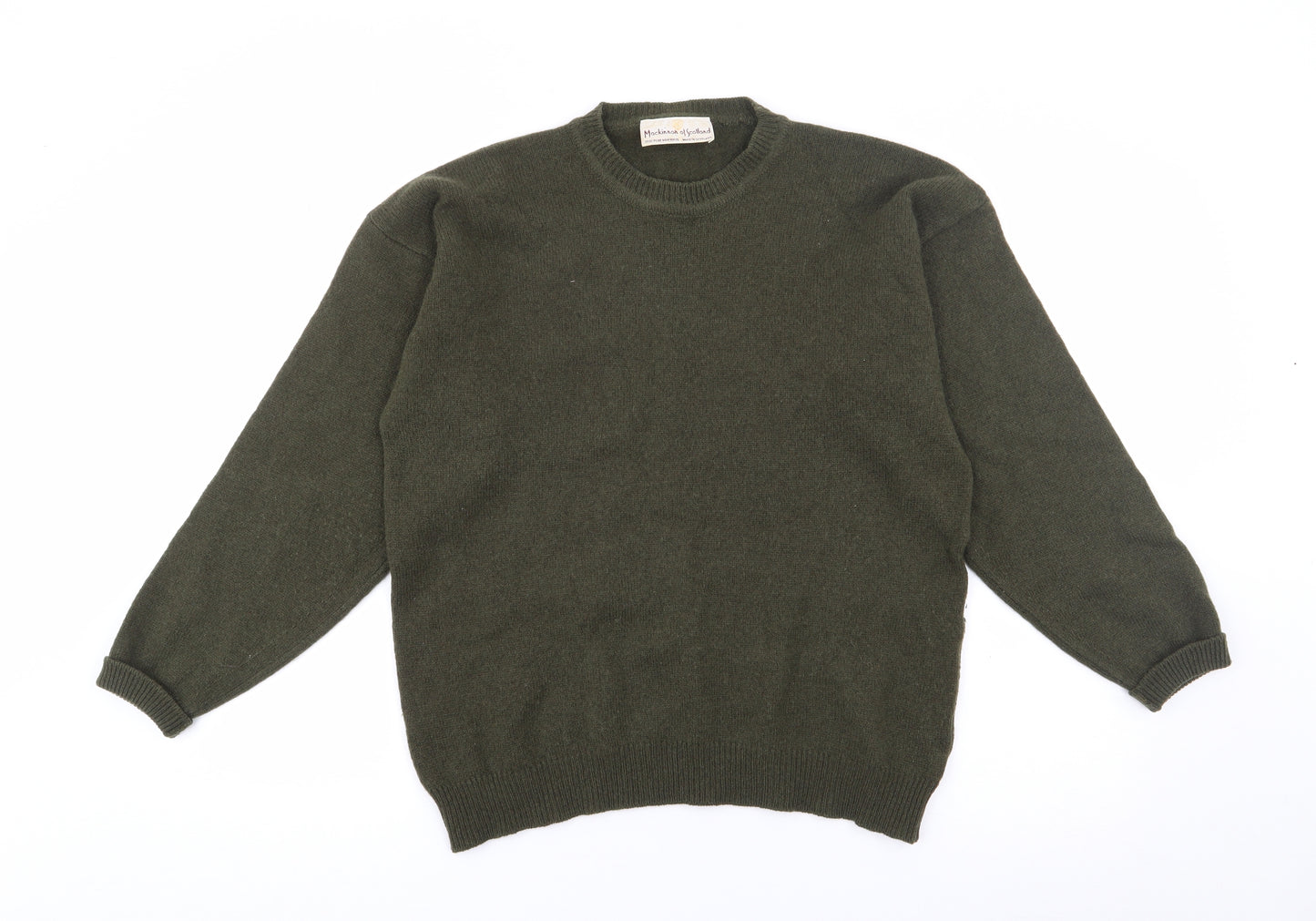 Mackinnon of Scotland Mens Green Crew Neck  Wool Pullover Jumper Size M   - Lambswool