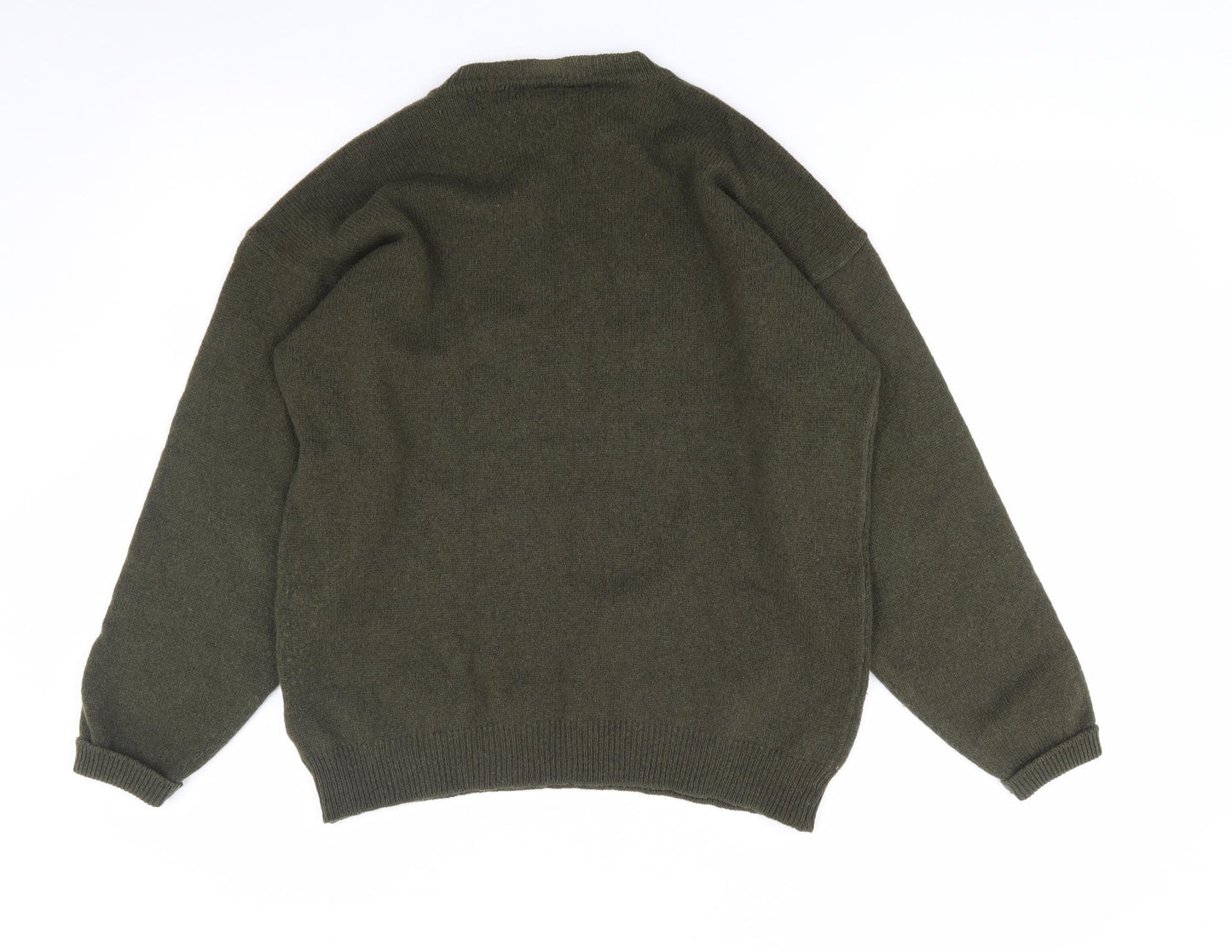 Mackinnon of Scotland Mens Green Crew Neck  Wool Pullover Jumper Size M   - Lambswool