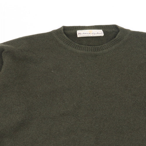 Mackinnon of Scotland Mens Green Crew Neck  Wool Pullover Jumper Size M   - Lambswool