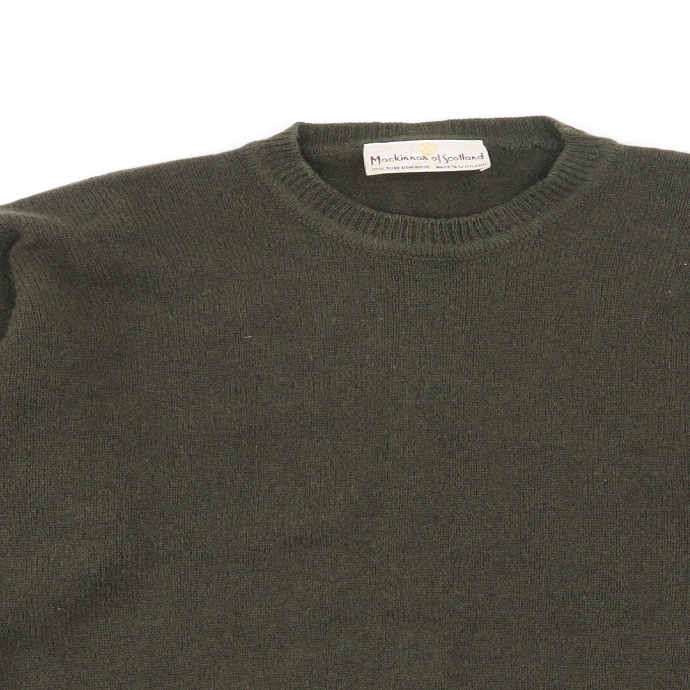 Mackinnon of Scotland Mens Green Crew Neck  Wool Pullover Jumper Size M   - Lambswool