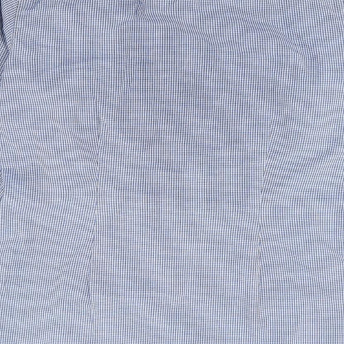 NEXT Mens Blue Check Polyester  Button-Up Size 15.5 Collared Button