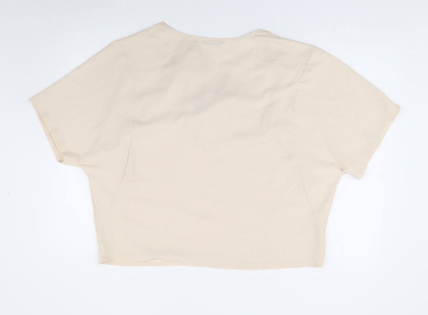 SheIn Womens Ivory  Polyester Jersey Blouse Size L Cowl Neck