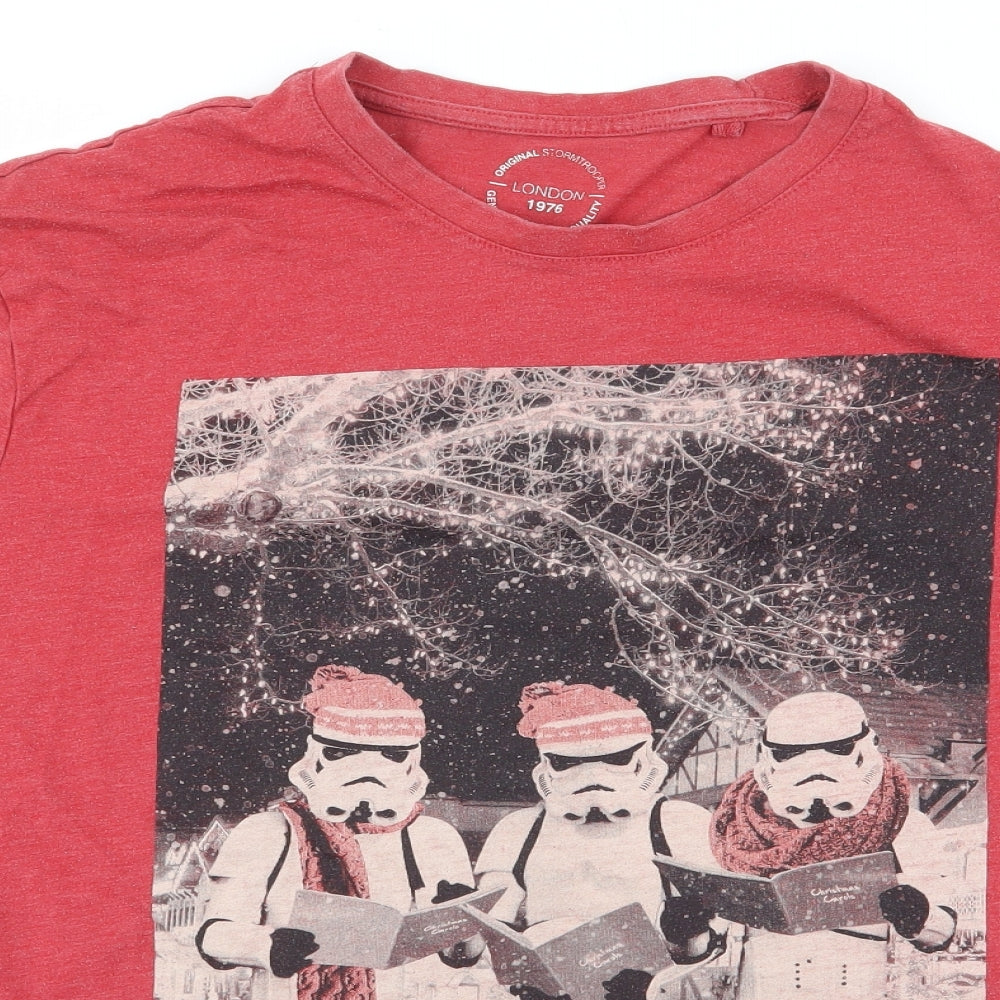 TU Mens Red  Cotton  T-Shirt Size 2XL Crew Neck  - Star Wars, Stormtrooper, Christmas, Xmas