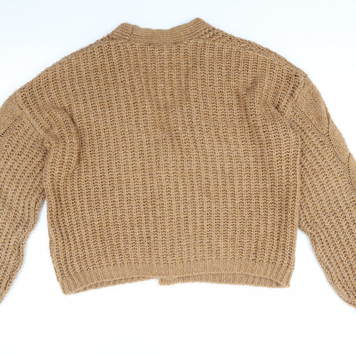 NEXT Womens Brown V-Neck  Acrylic Cardigan Jumper Size S