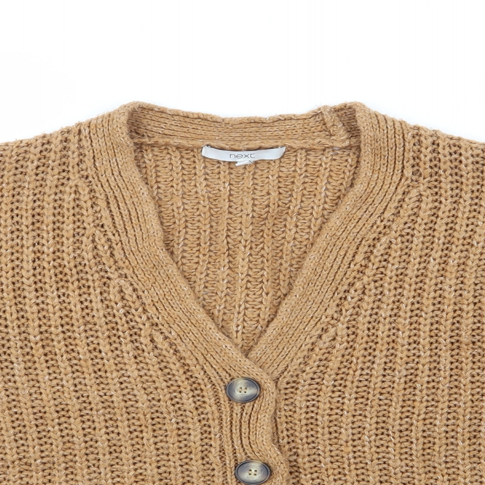 NEXT Womens Brown V-Neck  Acrylic Cardigan Jumper Size S