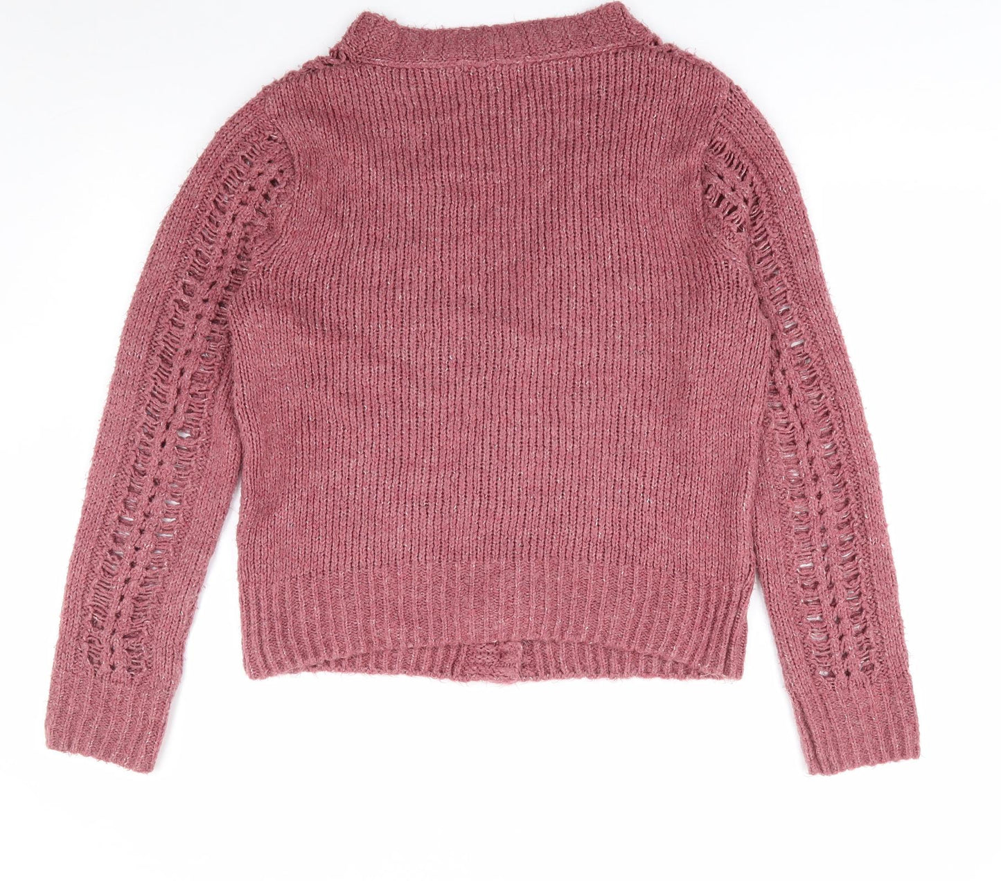 NEXT Womens Pink V-Neck  Acrylic Cardigan Jumper Size S