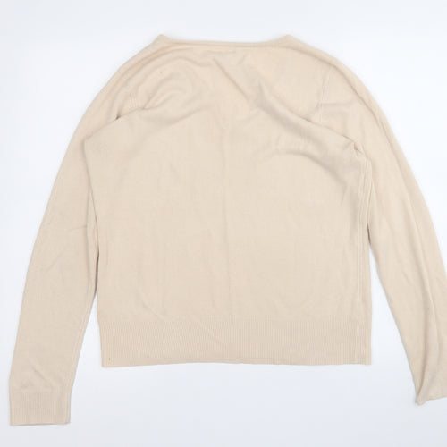 BHS Womens Beige V-Neck  Acrylic Pullover Jumper Size 16