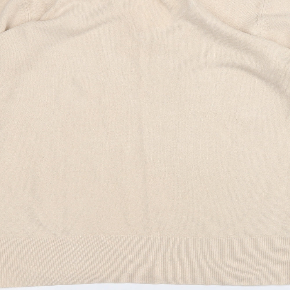 BHS Womens Beige V-Neck  Acrylic Pullover Jumper Size 16