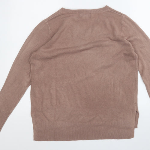 Primark Womens Brown V-Neck  Acrylic Pullover Jumper Size S