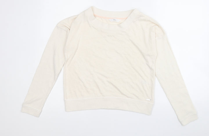Boux Avenue Womens White Round Neck Viscose Pullover Jumper Size 8
