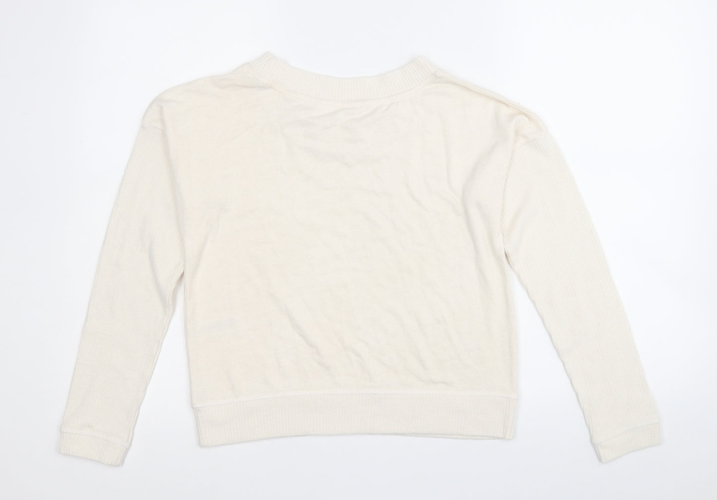 Boux Avenue Womens White Round Neck  Viscose Pullover Jumper Size 8