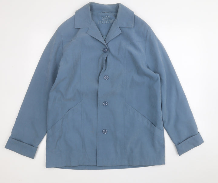 Bonmarché Womens Blue Trench Coat Coat Size 14 Hook & Eye