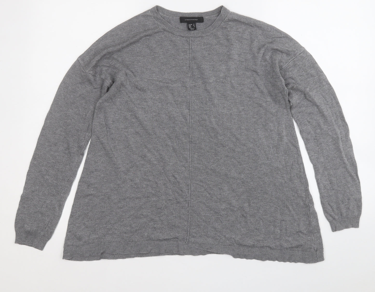 Atmosphere Womens Grey Round Neck  Viscose Pullover Jumper Size 12