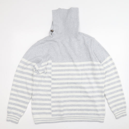 Roman Womens Grey Roll Neck Striped Polyester Pullover Jumper Size 18