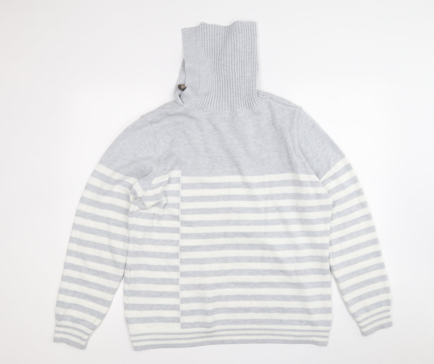 Roman Womens Grey Roll Neck Striped Polyester Pullover Jumper Size 18