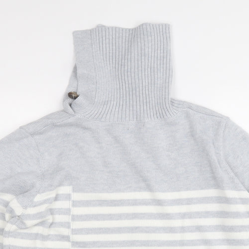 Roman Womens Grey Roll Neck Striped Polyester Pullover Jumper Size 18