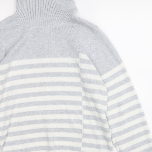 Roman Womens Grey Roll Neck Striped Polyester Pullover Jumper Size 18