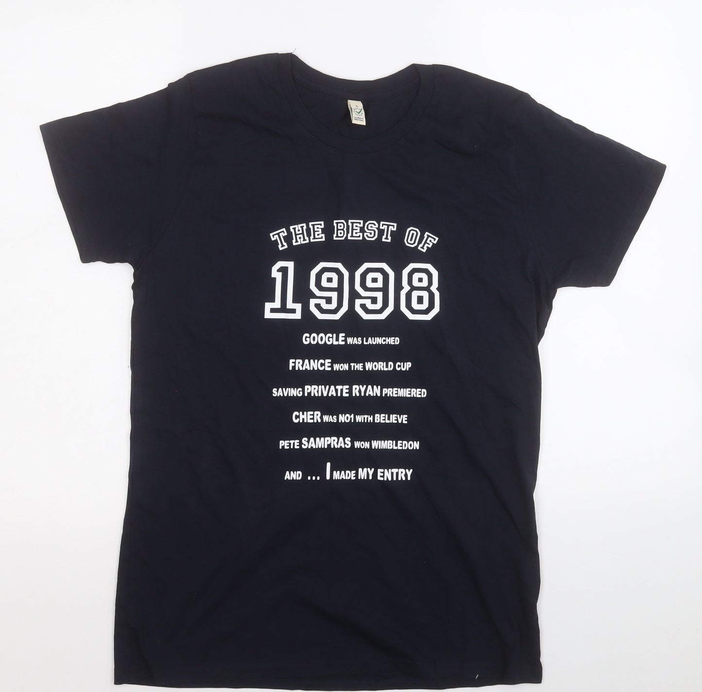 Climate Neutral Mens Blue  Cotton  T-Shirt Size L Round Neck  - 1998