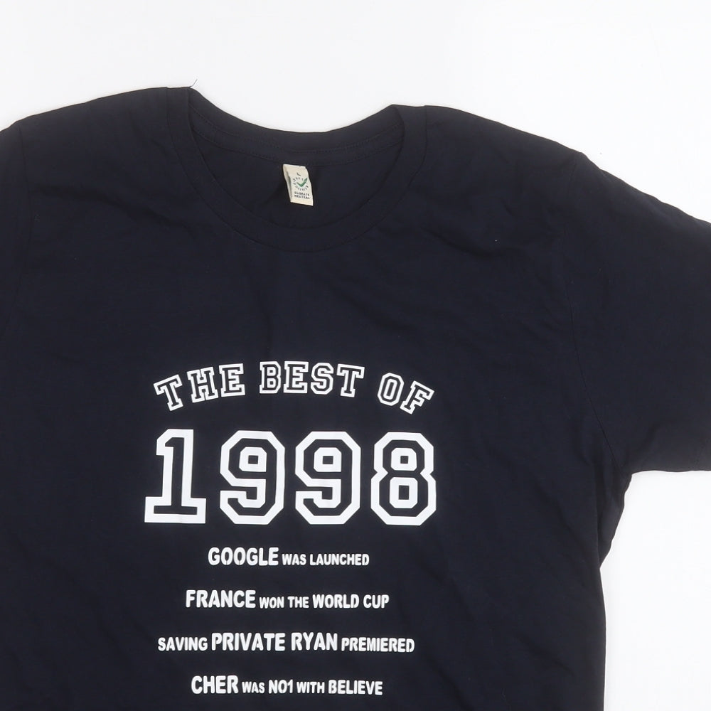 Climate Neutral Mens Blue  Cotton  T-Shirt Size L Round Neck  - 1998