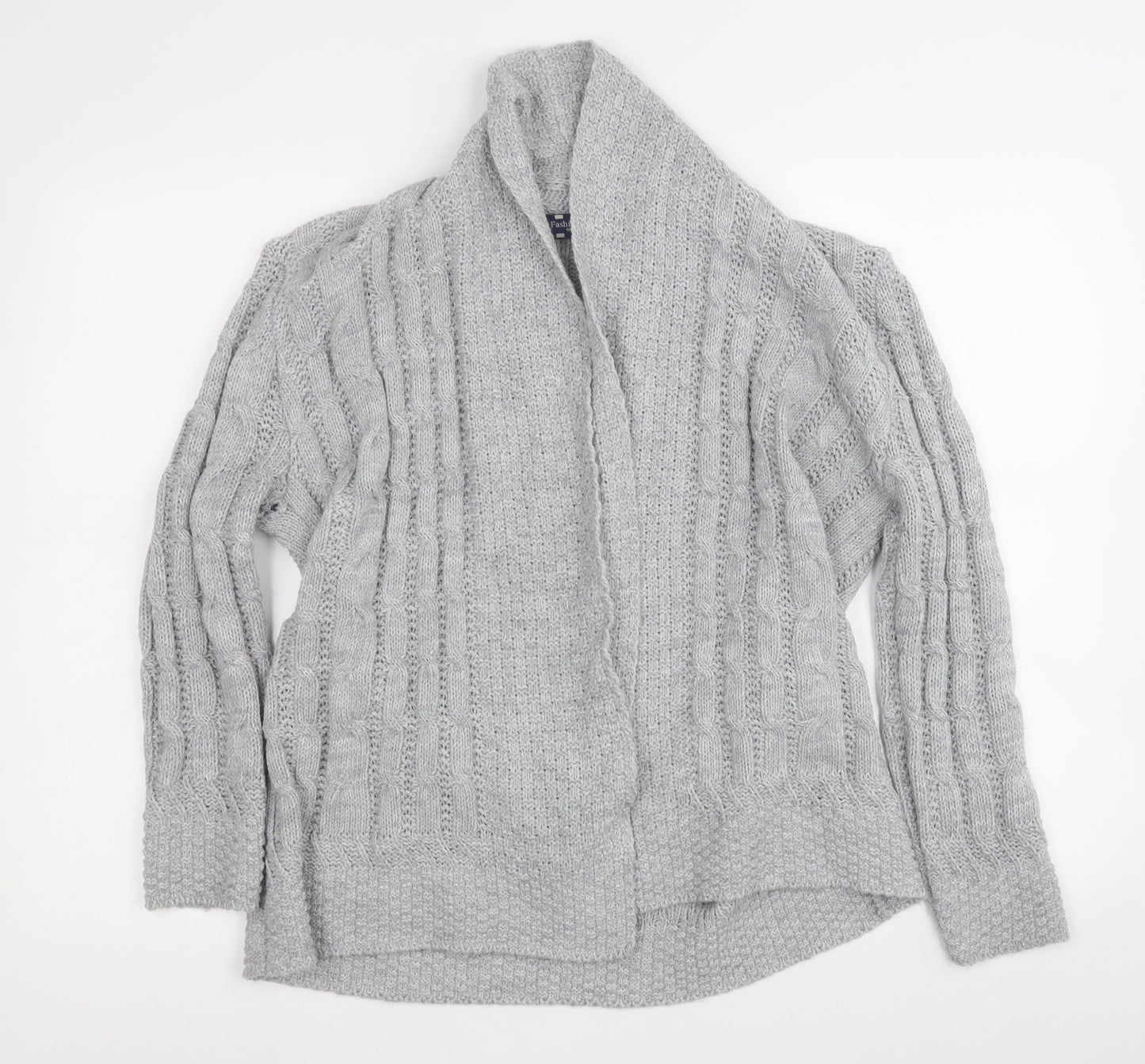fashion alert Womens Grey V-Neck  Acrylic Cardigan Jumper Size S