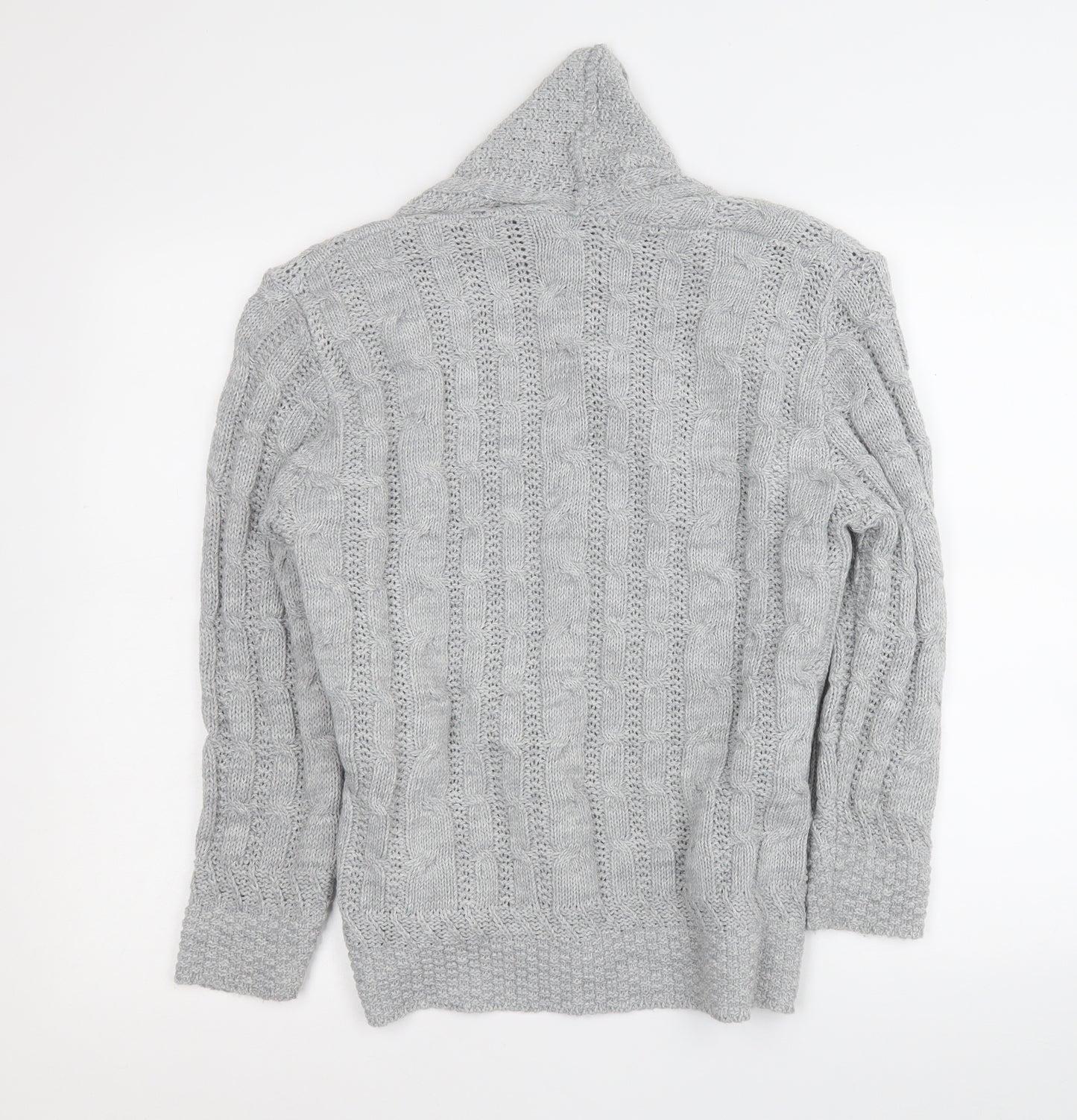 fashion alert Womens Grey V-Neck  Acrylic Cardigan Jumper Size S