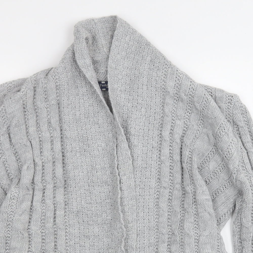 fashion alert Womens Grey V-Neck  Acrylic Cardigan Jumper Size S
